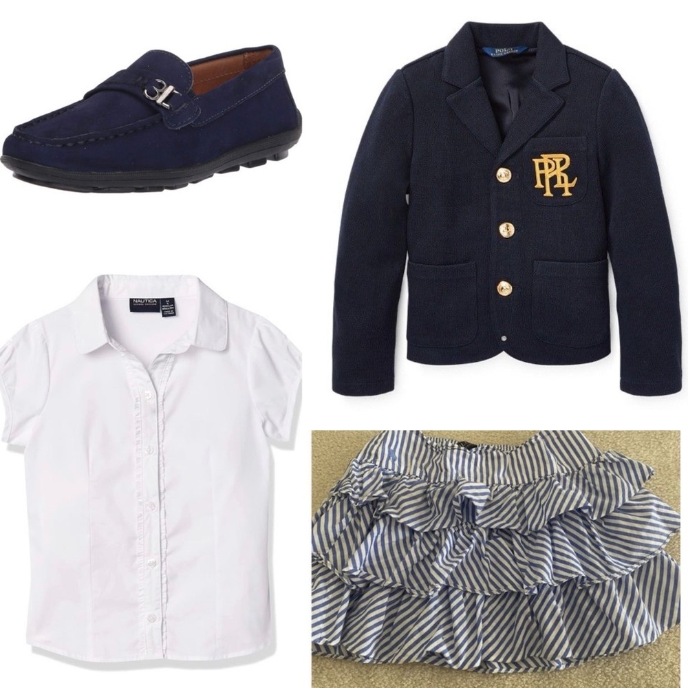 EUC. Girls M (8-10) Polo Ralph Lauren Pale Blue White Stripe Tiered Ruffle Skirt - Picture 9 of 9